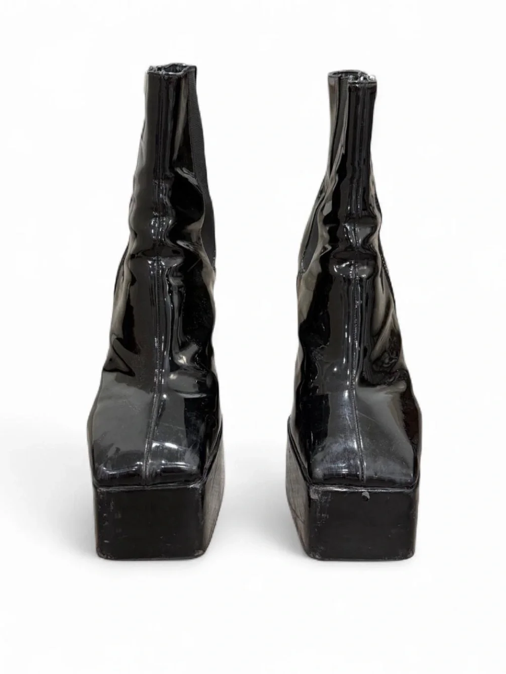 Rare Shop SYRO Rancho Black Patent Platform Ankle Boots M12/W13.5 Goth Rave
